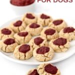 A plate of homemade thumbprint cookies for dogs.