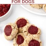 Homemade thumbprint cookies for dogs in a small pile.