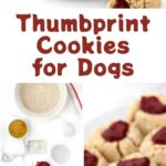 Homemade thumbprint cookies for dogs and the ingredients to make them.