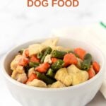 Air fryer chicken and veggie dog food with carrots and green beans.