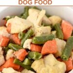 Air fryer chicken and veggie dog food with green beans and carrots.