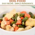 Air fryer chicken and veggie dog food in a bowl.