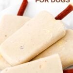 Homemade banana popsicles for dogs in a pile.