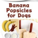 Banana popsicles for dogs and the ingredients to make them.