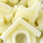 Frozen goat milk dog treats in various shapes.