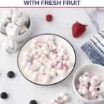 Bowls of homemade frozen yogurt dog treats with fruit.