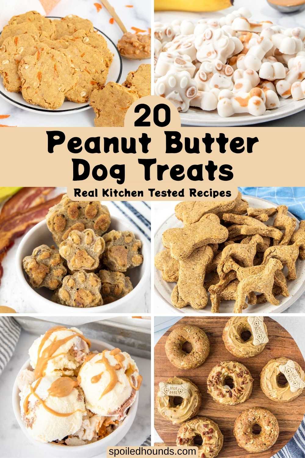 Various homemade peanut butter dog treats and desserts.