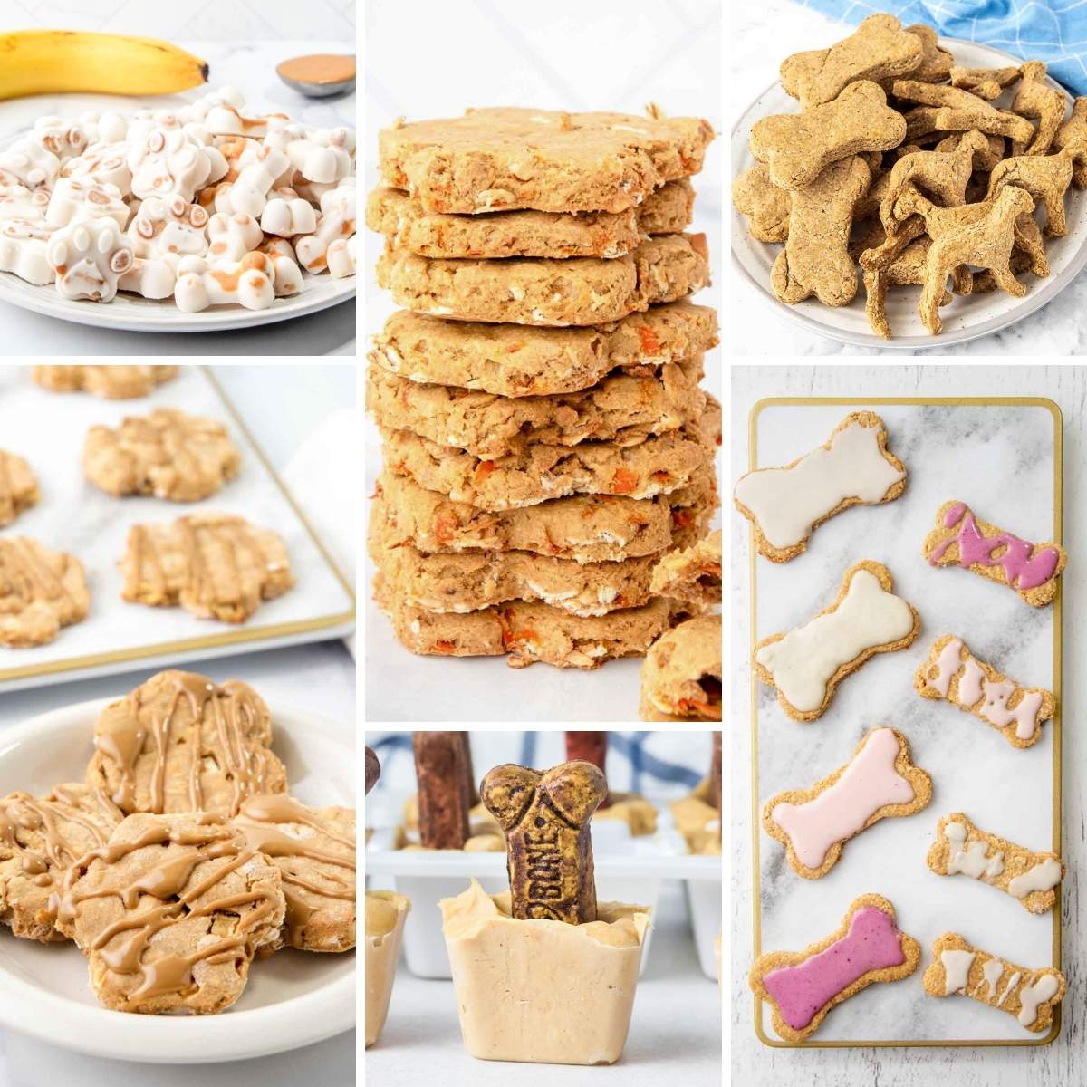 Various homemade dog treats made with peanut butter.