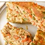 Several slices of homemade chicken meatloaf made for dogs on a plate.