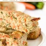 Slices of homemade chicken meatloaf for dogs on a plate.
