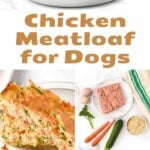 Homemade chicken meatloaf for dogs and the ingredients to make it.