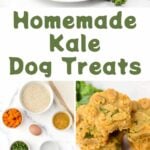 Homemade kale dog treats and the ingredients to make them.