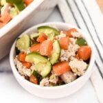 Baked ground chicken and vegetable meal for dogs.