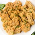 Homemade soft and chewy kale dog treats on a plate.