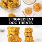 Homemade 3 ingredient dog treats and the ingredients to make them.