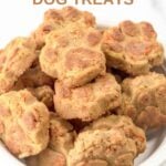 A bowl of homemade apple carrot dog treats.