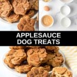Homemade applesauce dog treats and the ingredients to make them.