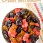 A bowl of homemade gummy bears made with fruit and gelatin.