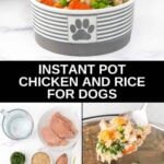 Instant Pot chicken and rice for dogs and the ingredients to make it.