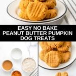 No-bake peanut butter pumpkin dog treats and the ingredients to make them.
