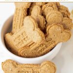 Homemade peanut butter dog biscuits made with applesauce and oat flour.