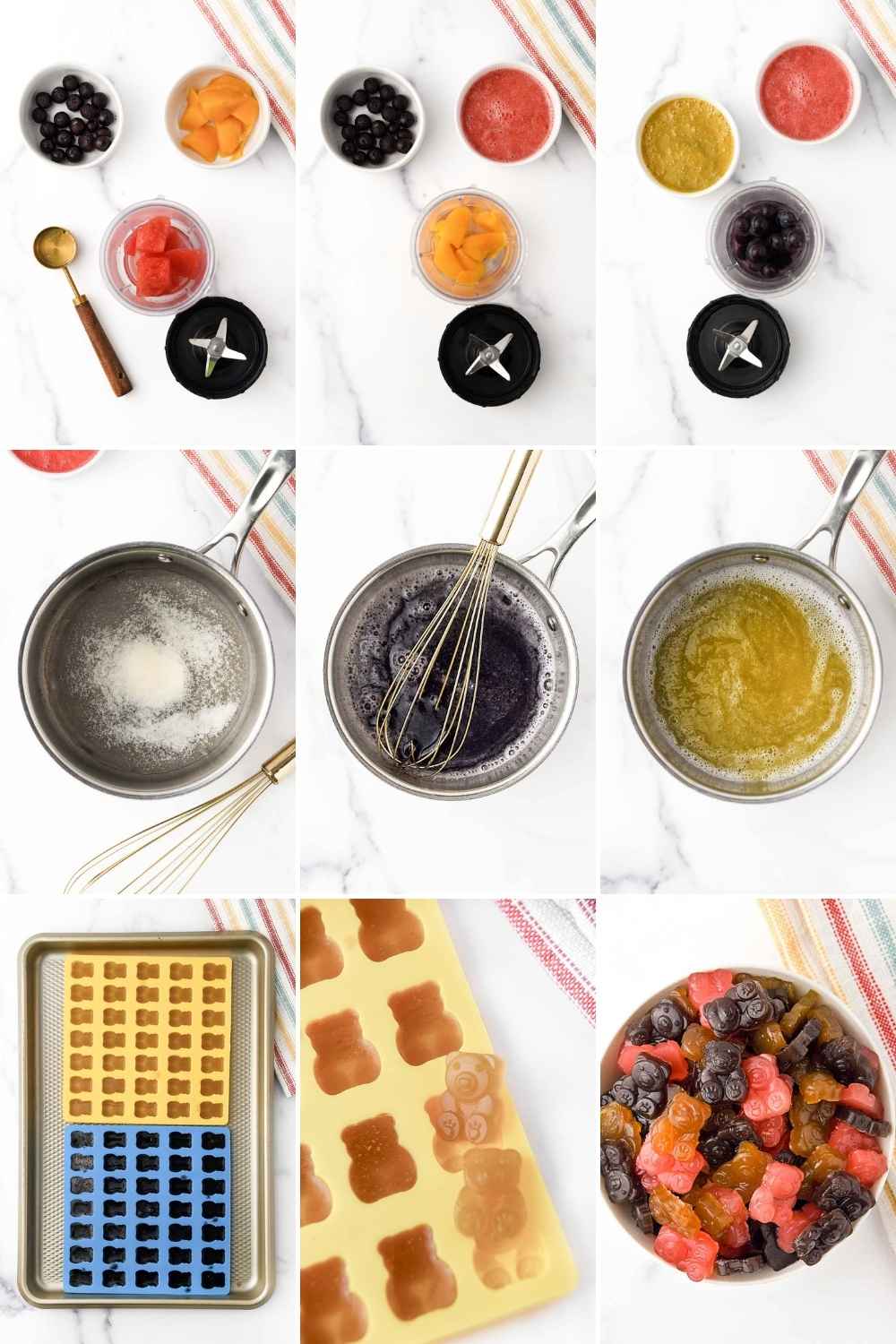 Making gummy bears with gelatin and real fruit.