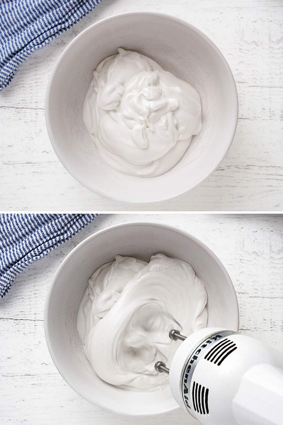 Whipping coconut cream with a mixer.