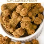 Homemade anchovy dog treats in a bowl and beside it.
