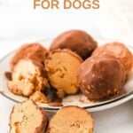 A plate of homemade peanut butter carob truffles for dogs.